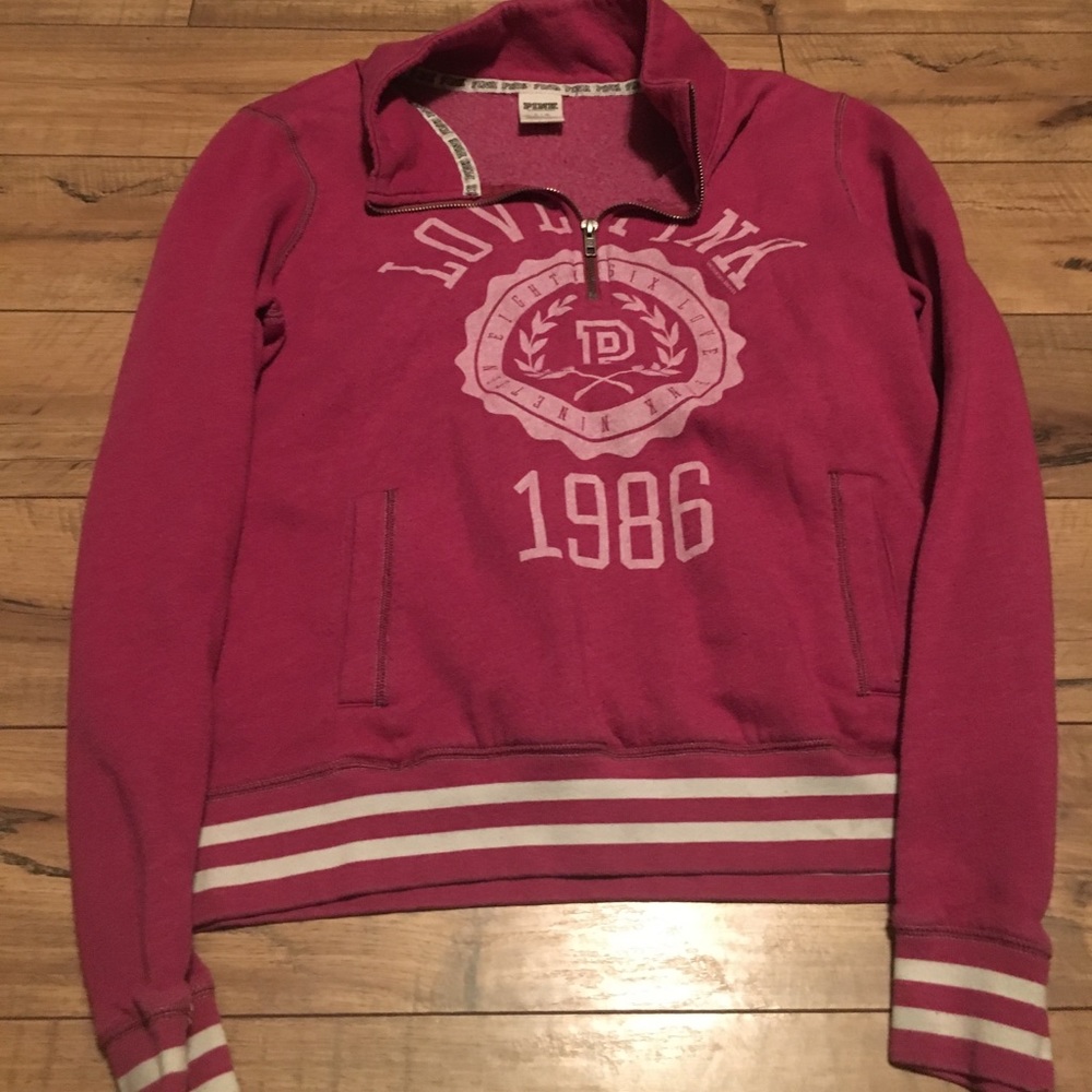 VS pink 1/4 zip hoody pink size lg